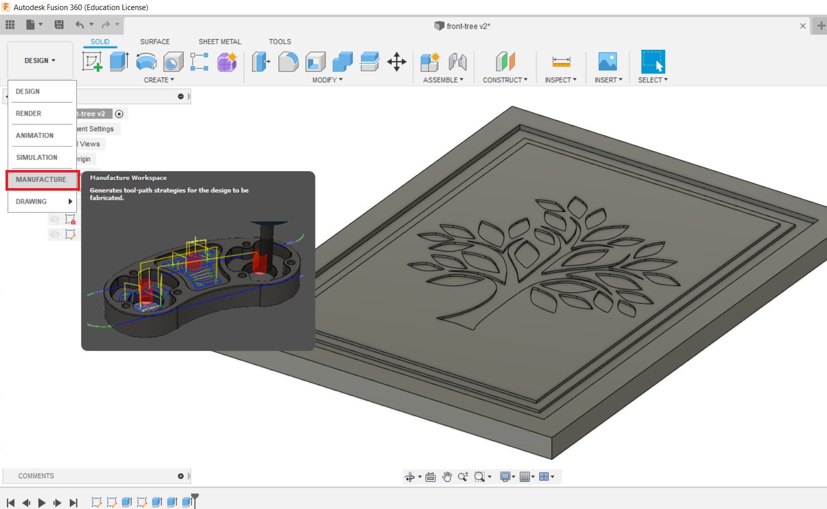 Model frontu meblowego Fusion 360